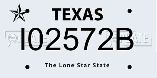 I02572B Texas License Plate