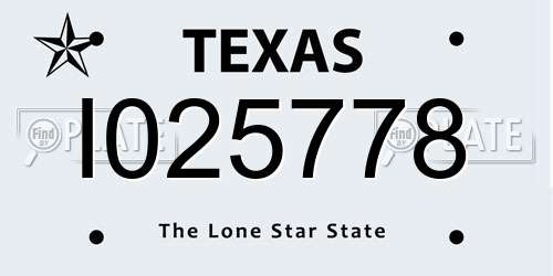 I025778 Texas License Plate