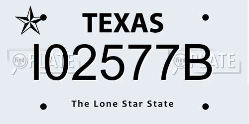 I02577B Texas License Plate