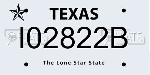 I02822B Texas License Plate
