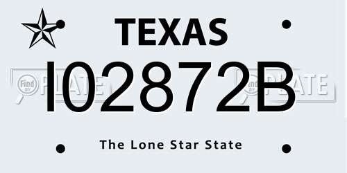 I02872B Texas License Plate