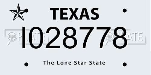 I028778 Texas License Plate