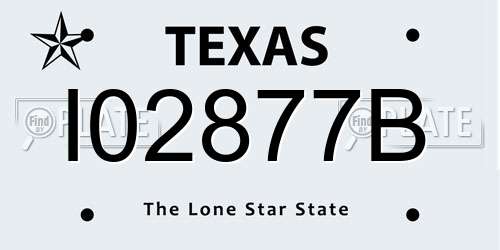 I02877B Texas License Plate