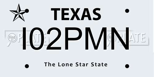 I02PMN Texas License Plate
