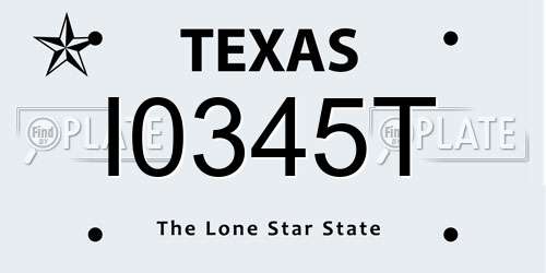 I0345T Texas License Plate