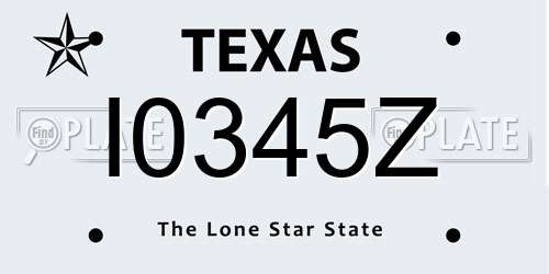 I0345Z Texas License Plate