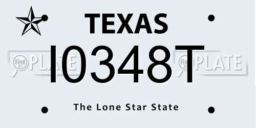 I0348T Texas License Plate