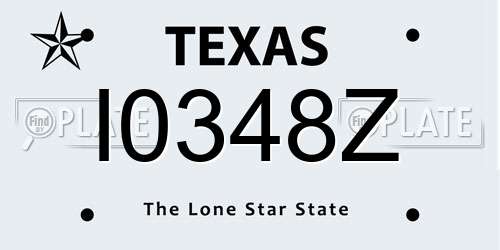 I0348Z Texas License Plate