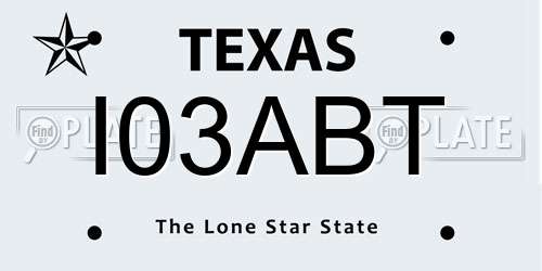 I03ABT Texas License Plate