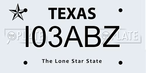 I03ABZ Texas License Plate