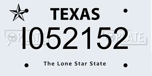 I052152 Texas License Plate