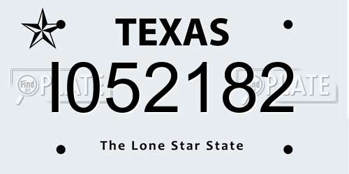 I052182 Texas License Plate