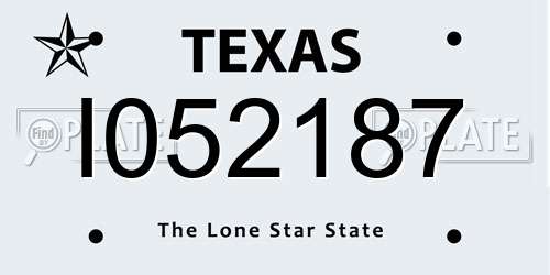 I052187 Texas License Plate