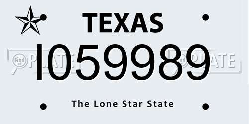 I059989 Texas License Plate