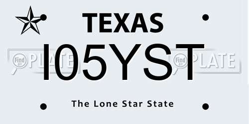 I05YST Texas License Plate