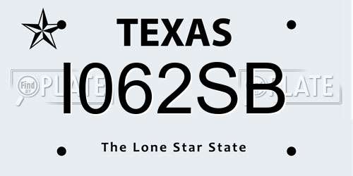 I062SB Texas License Plate