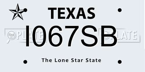 I067SB Texas License Plate