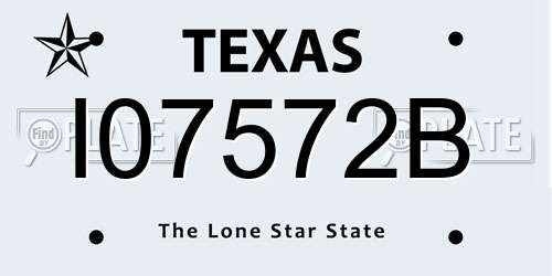I07572B Texas License Plate