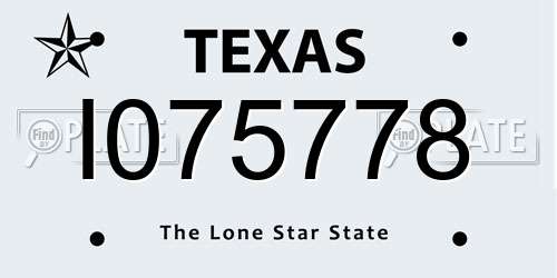 I075778 Texas License Plate