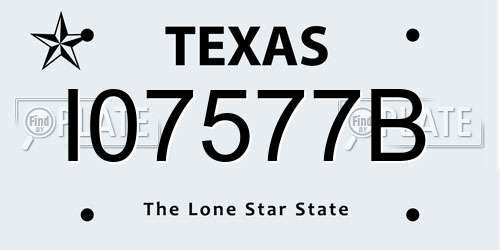 I07577B Texas License Plate