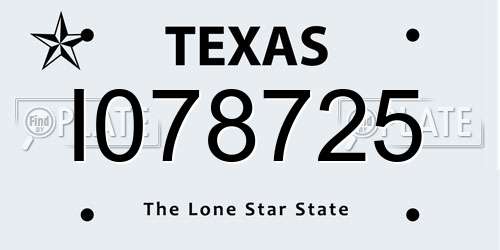 I078725 Texas License Plate