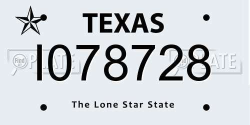 I078728 Texas License Plate