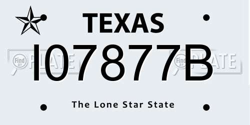 I07877B Texas License Plate