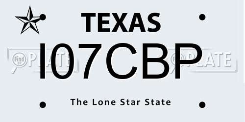 I07CBP Texas License Plate