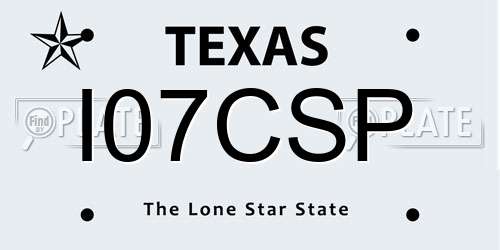 I07CSP Texas License Plate