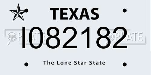 I082182 Texas License Plate