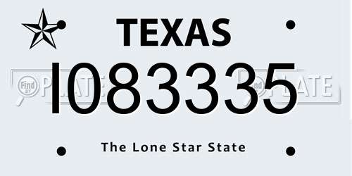 I083335 Texas License Plate