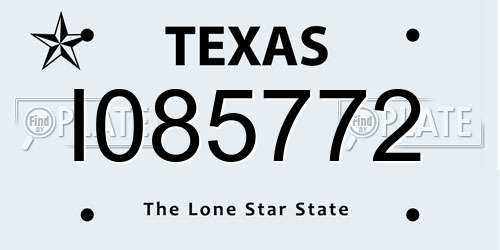 I085772 Texas License Plate