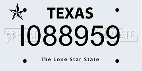 I088959 Texas License Plate