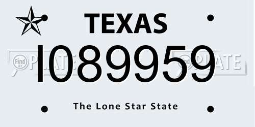 I089959 Texas License Plate