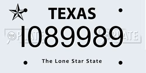 I089989 Texas License Plate