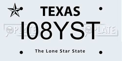 I08YST Texas License Plate