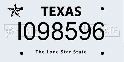 I098596 Texas License Plate