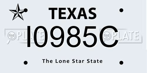 I0985C Texas License Plate