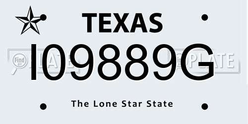 I09889G Texas License Plate