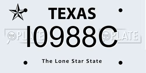 I0988C Texas License Plate