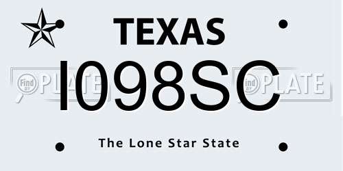I098SC Texas License Plate