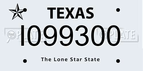 I099300 Texas License Plate