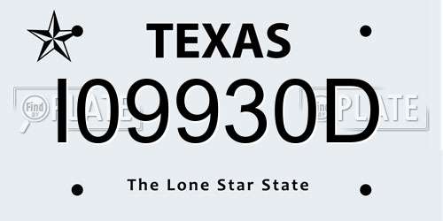 I09930D Texas License Plate