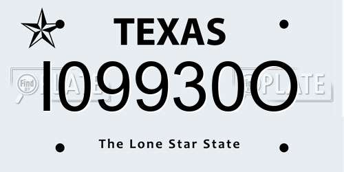 I09930O Texas License Plate