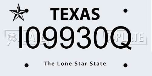 I09930Q Texas License Plate