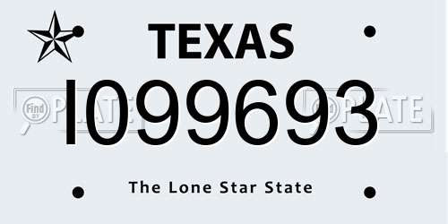 I099693 Texas License Plate