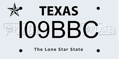 I09BBC Texas License Plate