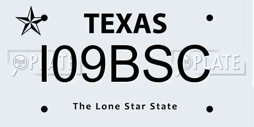 I09BSC Texas License Plate