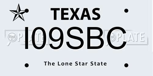 I09SBC Texas License Plate