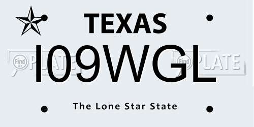 I09WGL Texas License Plate